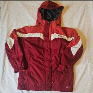 Columbia Burgundy and White Hooded Jacket